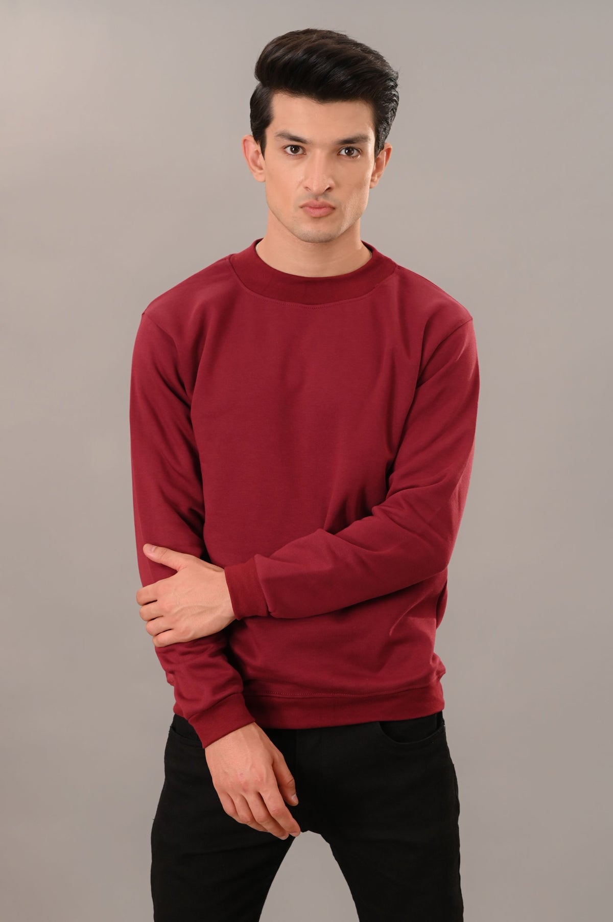 Maroon Basic Mock Neck - M - Checkmate Atelier - Official Online Store