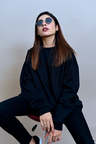 Black Over Sized Sweatshirt (UNISEX) - Shop Now - Checkmate Atelier