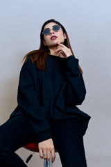 Black Over Sized Sweatshirt - W - Checkmate Atelier - Official Online Store