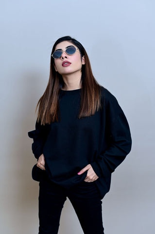 Black Over Sized Sweatshirt (UNISEX) - Shop Now - Checkmate Atelier