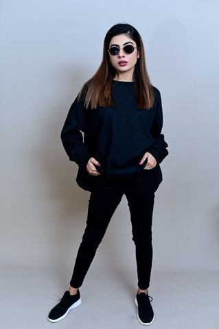 Black Over Sized Sweatshirt (UNISEX) - Shop Now - Checkmate Atelier