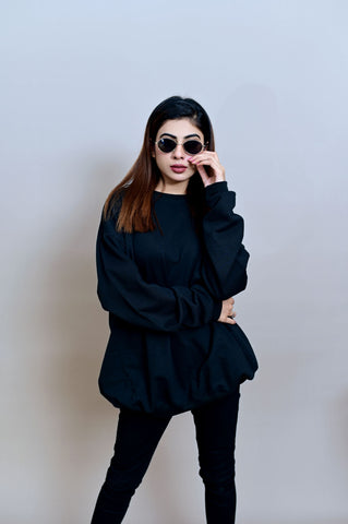 Black Over Sized Sweatshirt (UNISEX) - Shop Now - Checkmate Atelier