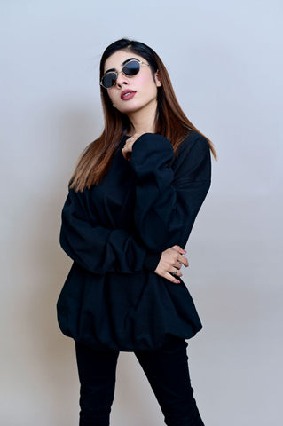 Black Over Sized Sweatshirt (UNISEX) - Shop Now - Checkmate Atelier