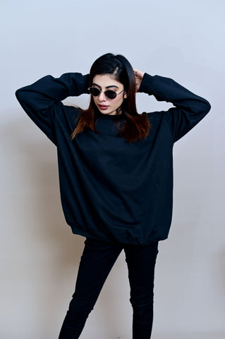 Black Over Sized Sweatshirt (UNISEX) - Shop Now - Checkmate Atelier