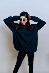 Black Over Sized Sweatshirt - W - Checkmate Atelier - Official Online Store