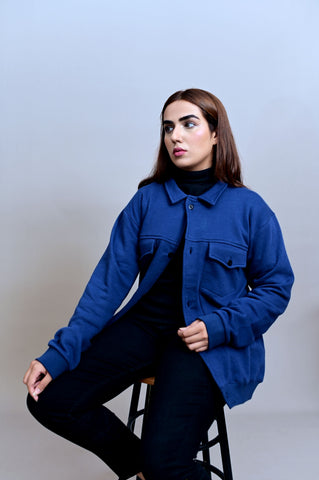 Navy Blue Trucker Jacket - UNISEX - Shop Now - Checkmate Atelier