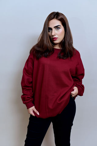 Maroon Over Sized Sweatshirt (UNISEX) - Shop Now - Checkmate Atelier