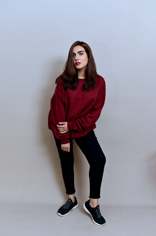 Maroon Over Sized Sweatshirt (UNISEX) - Shop Now - Checkmate Atelier