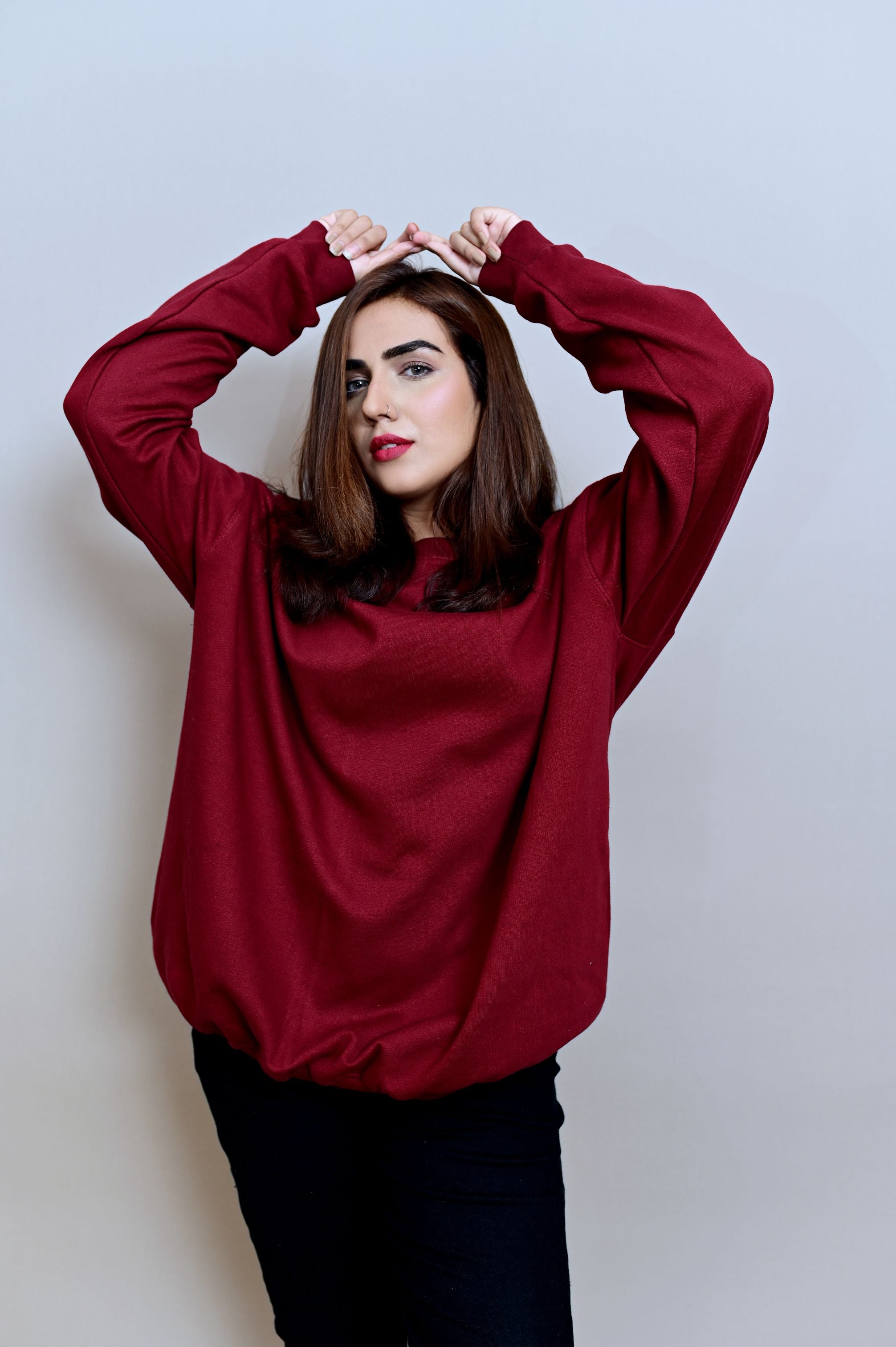 Maroon Over Sized Sweatshirt (UNISEX) - Shop Now - Checkmate Atelier