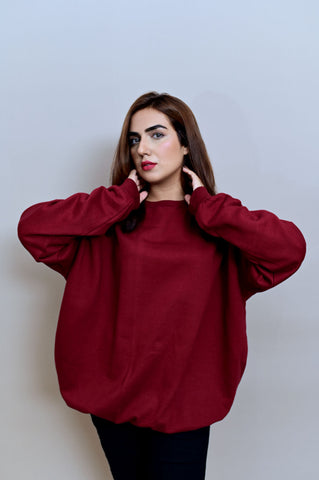 Maroon Over Sized Sweatshirt (UNISEX) - Shop Now - Checkmate Atelier