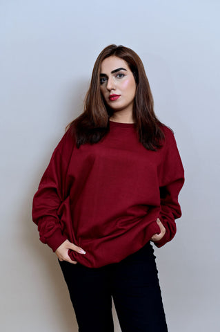 Maroon Over Sized Sweatshirt (UNISEX) - Shop Now - Checkmate Atelier