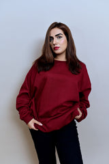 Maroon Over Sized Sweatshirt - W - Checkmate Atelier - Official Online Store