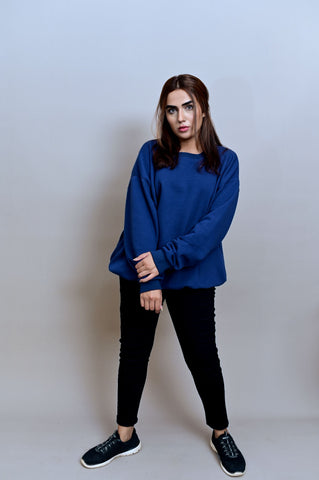 Navy Blue Over Sized Sweatshirt (UNISEX) - Shop Now - Checkmate Atelier