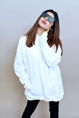 White Over Sized Hoodie - W - Checkmate Atelier - Official Online Store