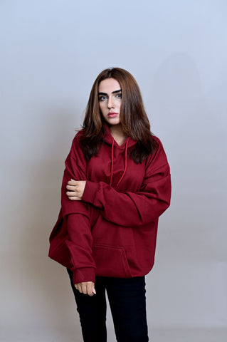 Maroon Over Sized Hoodie (UNISEX) - Shop Now - Checkmate Atelier