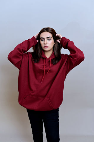 Maroon Over Sized Hoodie (UNISEX) - Shop Now - Checkmate Atelier