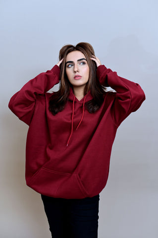 Maroon Over Sized Hoodie (UNISEX) - Shop Now - Checkmate Atelier