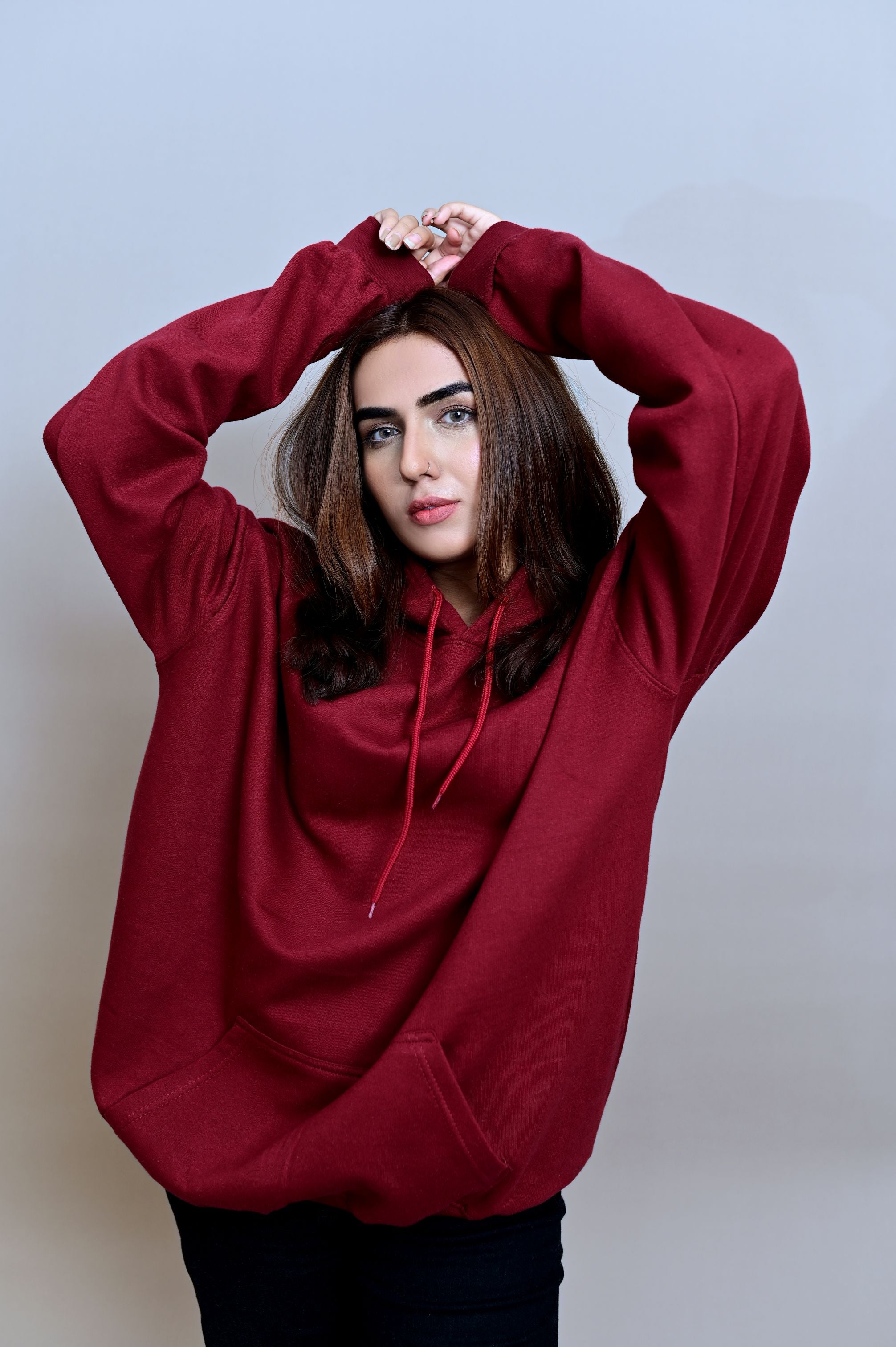 Maroon Over Sized Hoodie - W - Checkmate Atelier - Official Online Store