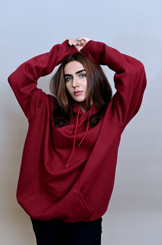 Maroon Over Sized Hoodie (UNISEX) - Shop Now - Checkmate Atelier