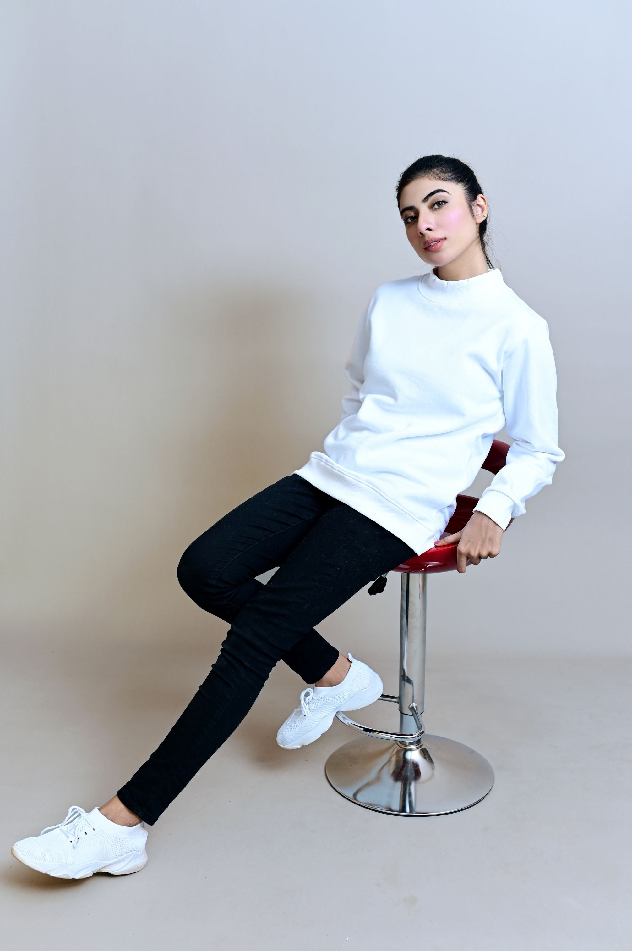 White Basic Mock Neck - W - Checkmate Atelier - Official Online Store