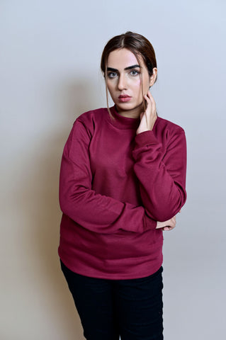 Maroon Basic Mock Neck - W - Shop Now - Checkmate Atelier