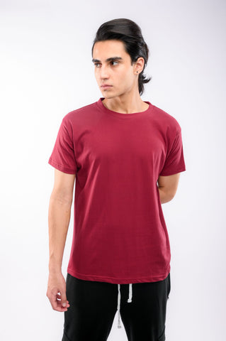 Maroon Round Neck T-Shirt - Shop Now - Checkmate Atelier