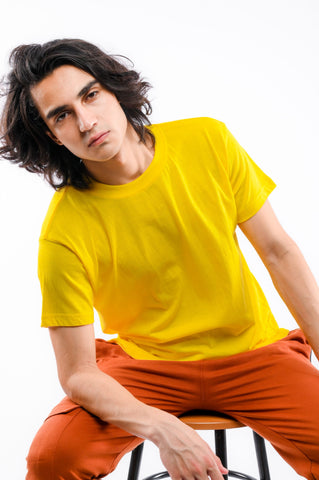 Yellow Round Neck T-Shirt - Shop Now - Checkmate Atelier