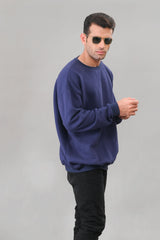 Navy Blue Over Sized Sweatshirt - M - Checkmate Atelier - Official Online Store