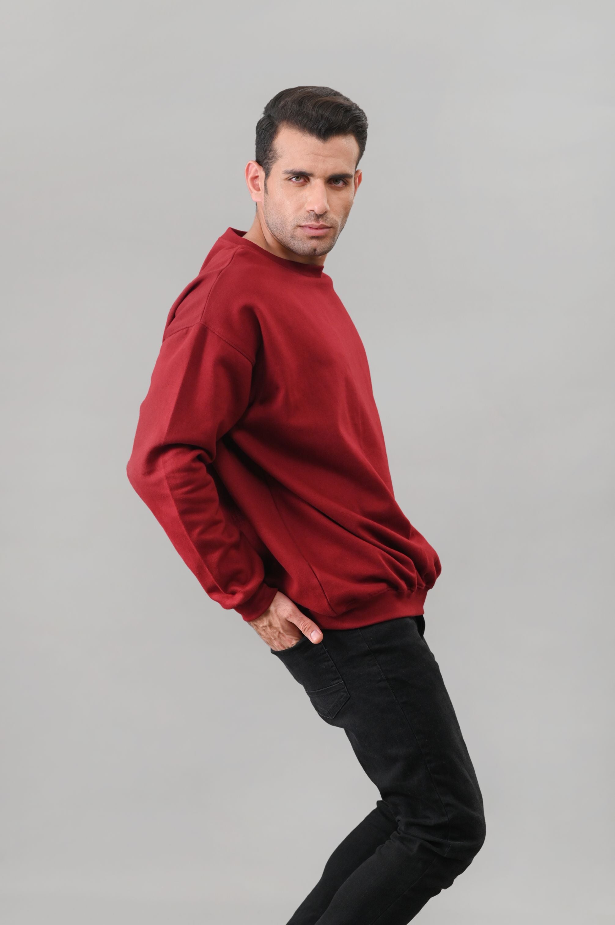 Maroon Over Sized Sweatshirt - M - Checkmate Atelier - Official Online Store