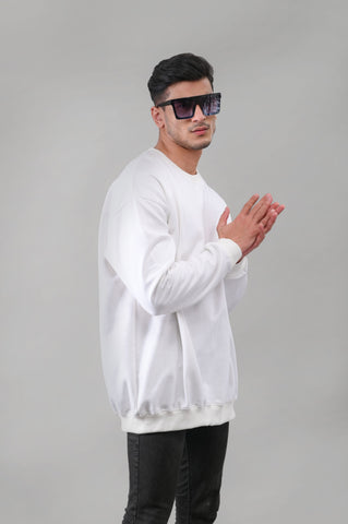 White Over Sized Sweatshirt (UNISEX) - Shop Now - Checkmate Atelier