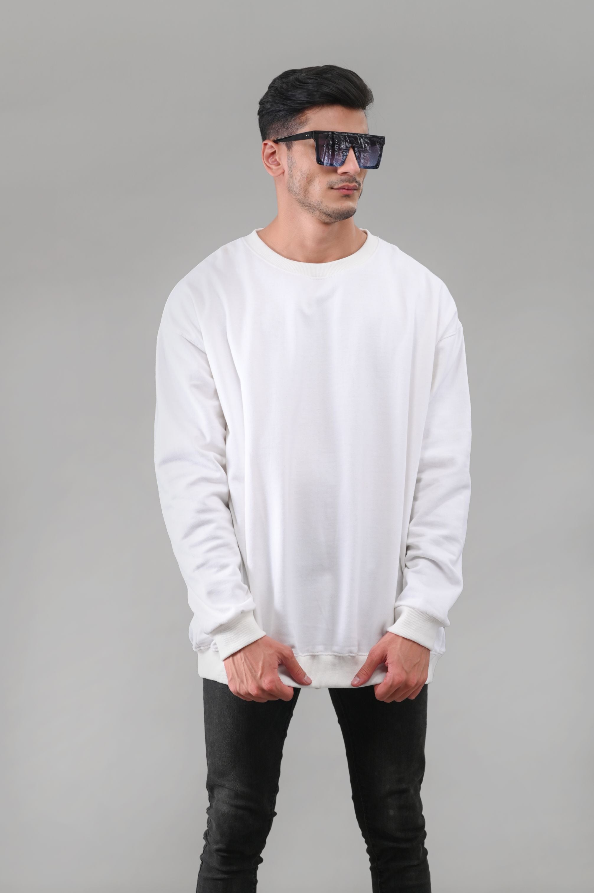 White Over Sized Sweatshirt - M - Checkmate Atelier - Official Online Store