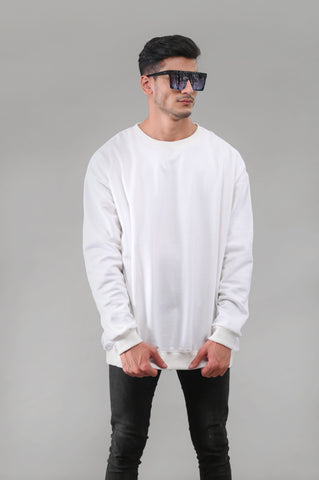 White Over Sized Sweatshirt (UNISEX) - Shop Now - Checkmate Atelier