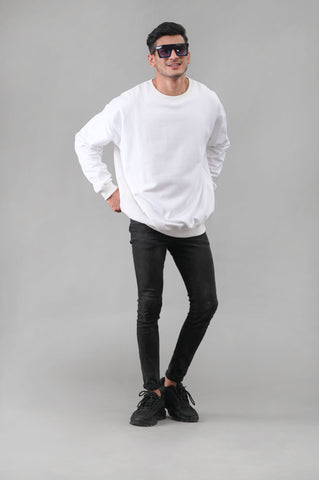 White Over Sized Sweatshirt (UNISEX) - Shop Now - Checkmate Atelier