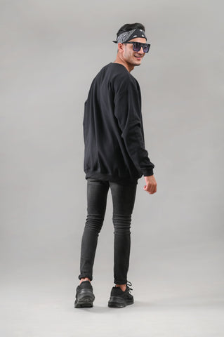 Black Over Sized Sweatshirt (UNISEX) - Shop Now - Checkmate Atelier