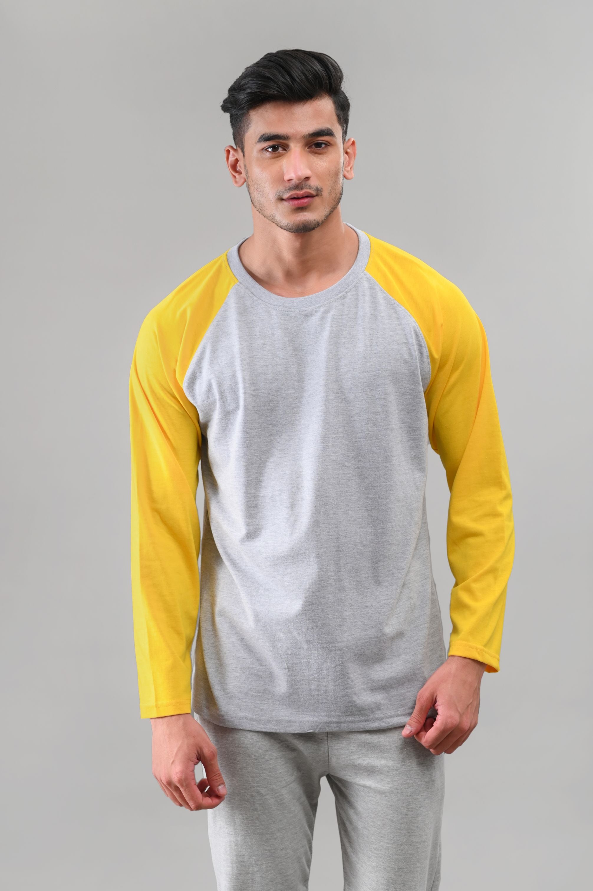 Yellow Raglan Full Sleeves T-Shirt - M - Checkmate Atelier - Official Online Store