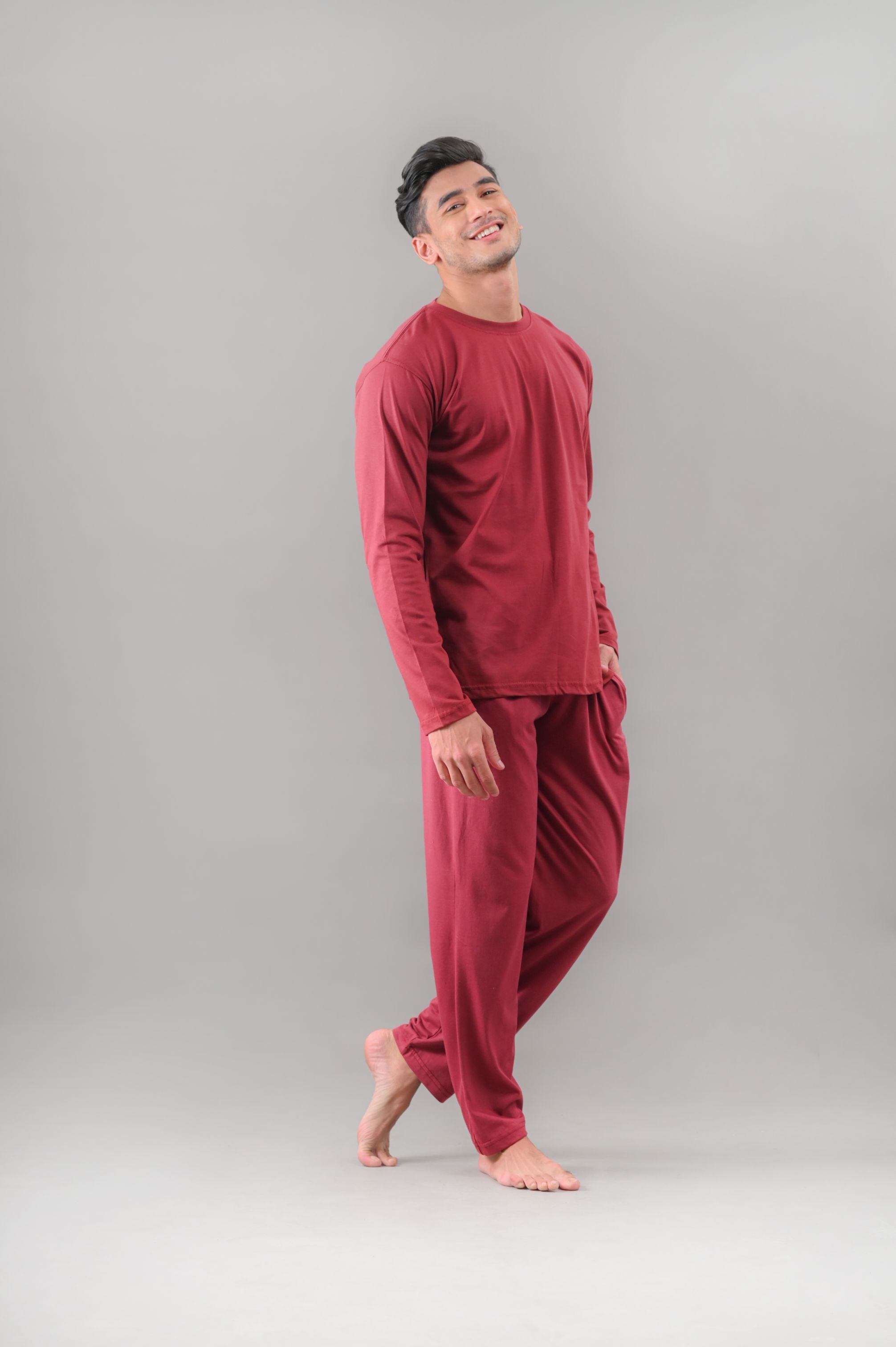 Maroon Full Sleeves T-Shirt (2XL - 3XL - 4XL) - M - Shop Now - Checkmate Atelier