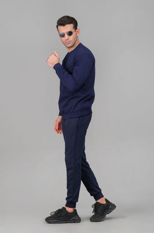 Navy Blue Basic Sweatshirt - M - Shop Now - Checkmate Atelier