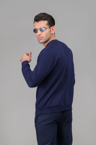 Navy Blue Basic Sweatshirt - M - Shop Now - Checkmate Atelier