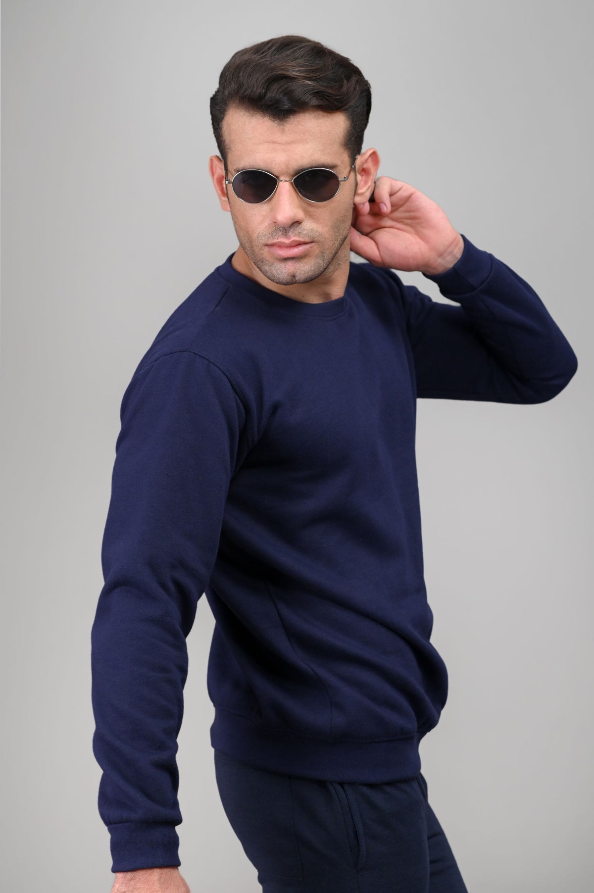 Navy Blue Basic Sweatshirt - M - Checkmate Atelier - Official Online Store