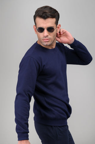 Navy Blue Basic Sweatshirt - M - Shop Now - Checkmate Atelier