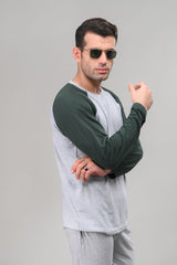 Green Raglan Full Sleeves T-Shirt - M - Checkmate Atelier - Official Online Store