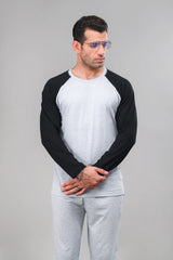 Black Raglan Full Sleeves T-Shirt - M - Checkmate Atelier - Official Online Store