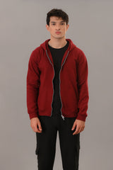Maroon Zipper Hoodie - M - Checkmate Atelier - Official Online Store