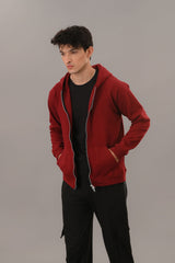 Maroon Zipper Hoodie (2XL - 3XL) - M - Checkmate Atelier - Official Online Store