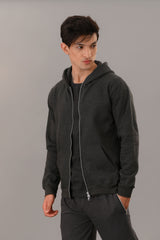 Charcoal Zipper Hoodie (2XL - 3XL) - M - Checkmate Atelier - Official Online Store