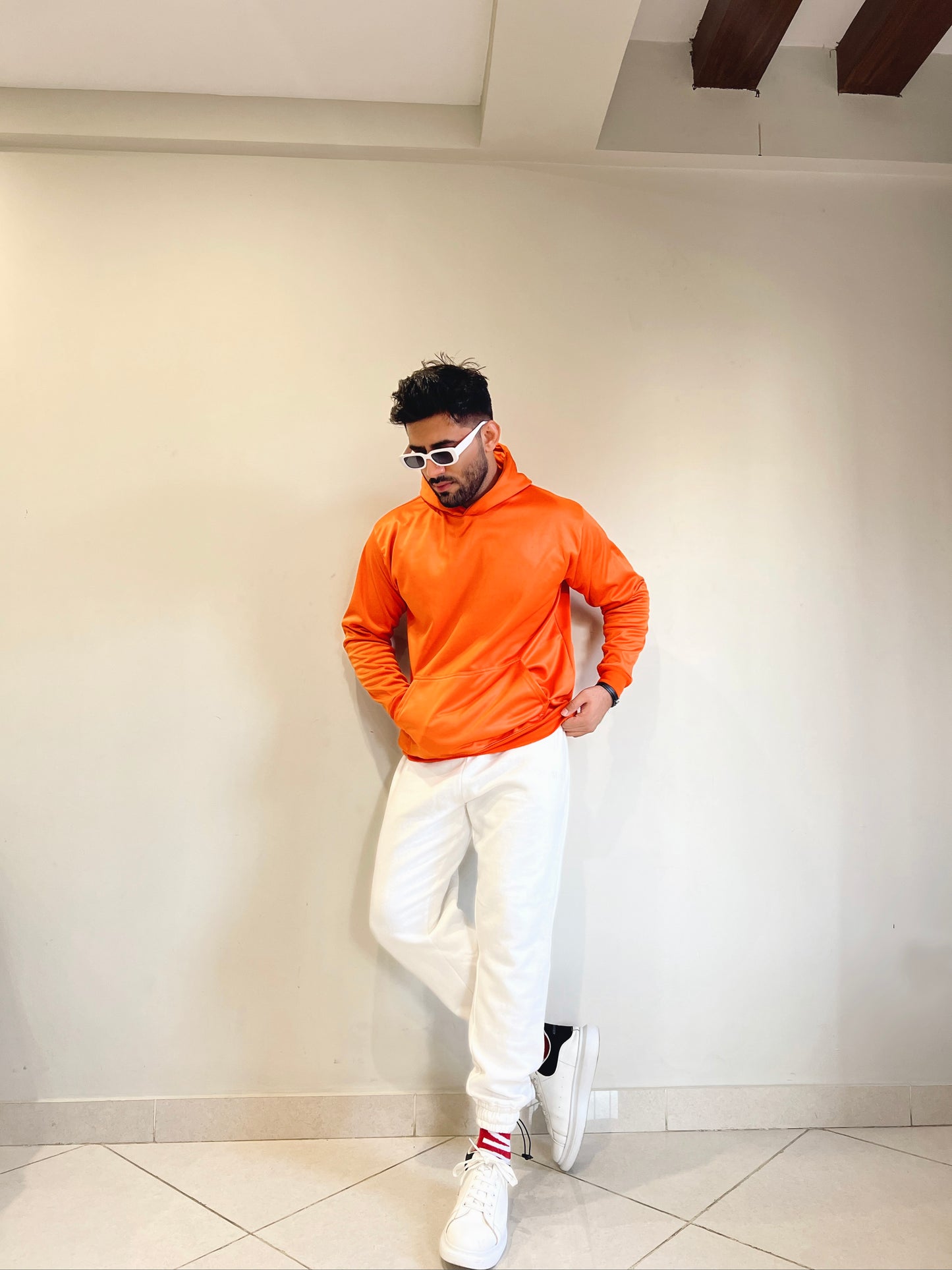 Shop Orange Drop Shoulder Hoodie - UNISEX Online in Pakistan