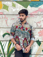 Peacock Print Casual Shirt - Checkmate Atelier - Official Online Store