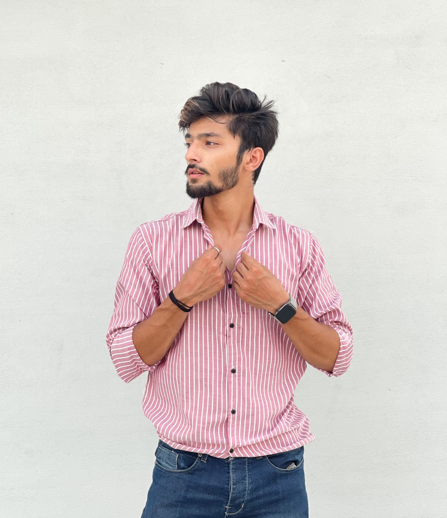 Thin Pink Stripe Casual Shirt - Checkmate Atelier - Official Online Store