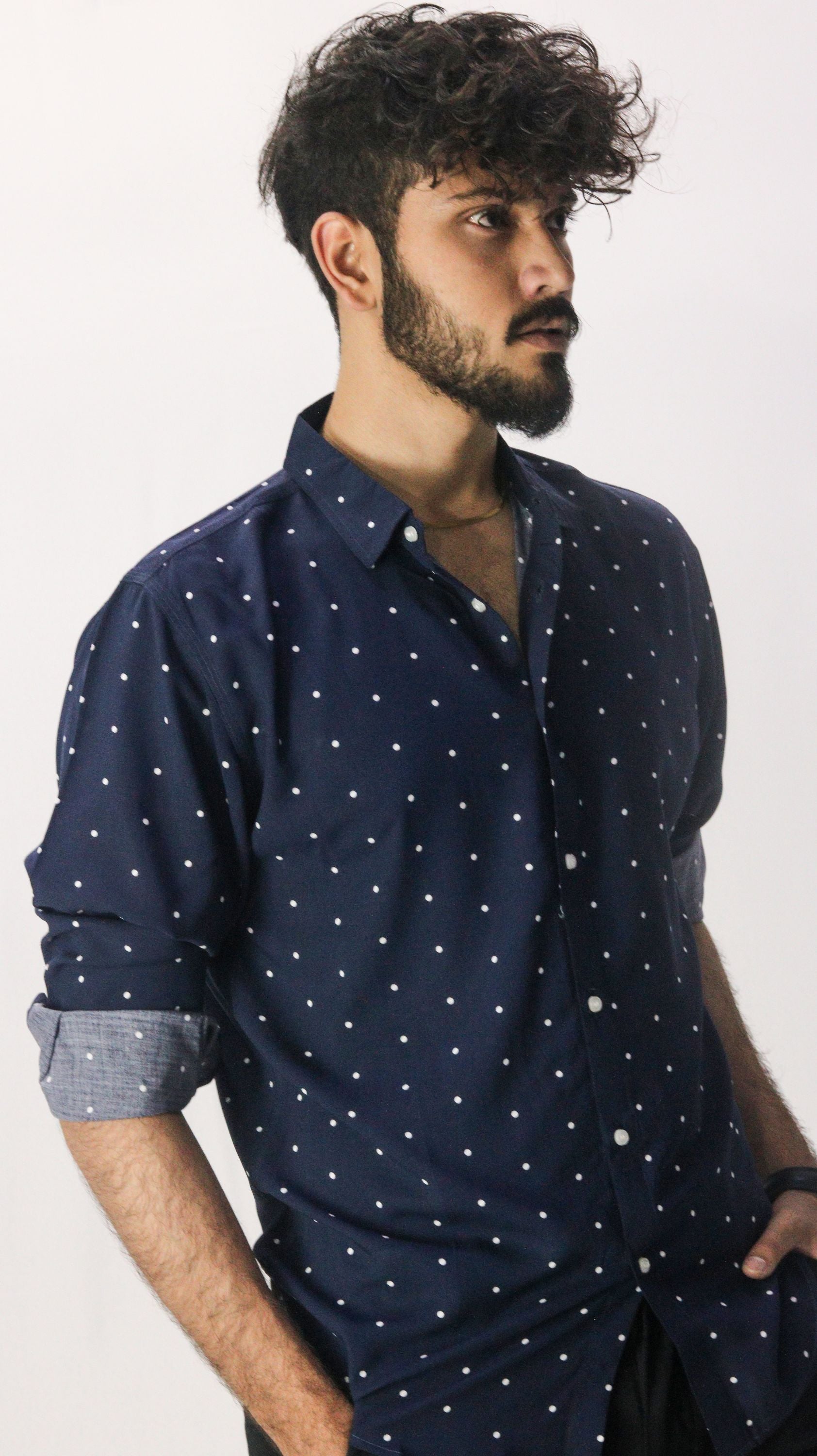 White Polka Dots Casual Shirt - Checkmate Atelier - Official Online Store