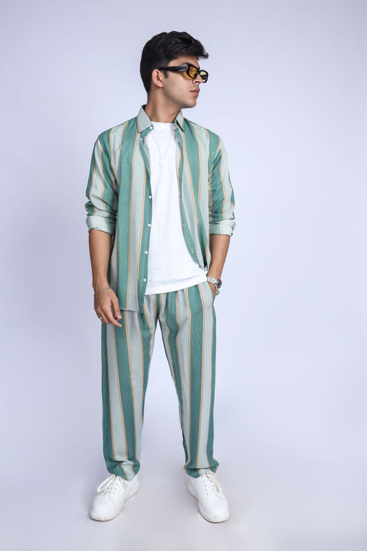 Shop PISTACHIO GREEN STRIPE CO-ORD-SET Online in Pakistan